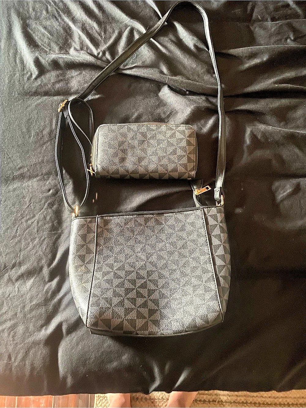 Geometric Crossbody Bag in Black & Brown